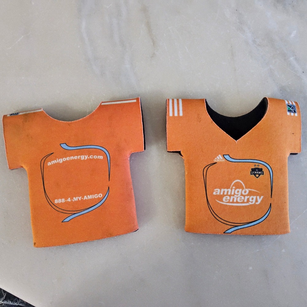 Houston Dynamo MLS Amigo Energy Soccer Jersey T-Shirt Can Coolers Koozie